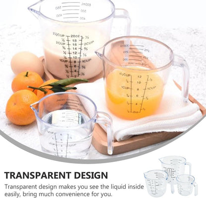 HEMOTON 3 Piece Plastic Measuring Cup Set, Clear, Strong Food Grade, Liquid Heavy Glass Wine Glass for Kitchen Cooking Baking (Transparent, 5oz/10oz/20oz)