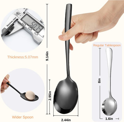 Serving Spoons Set 9.14 Inch Slotted Spoon Serving Spoon Stainless Steel Serving Utensils for Buffet Parties Catering Dishwasher Safe(Set of 4, Silver)