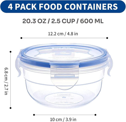 KIGI Airtight Reusable Meal Prep Containers, Leak-Proof & Stackable, 4-Sided Locking Lids, Ideal for Food Storage, Lunch & Leftovers, Microwave, Freezer & Dishwasher Safe, 39 oz, 4.8 Cup, 12 Piece Set