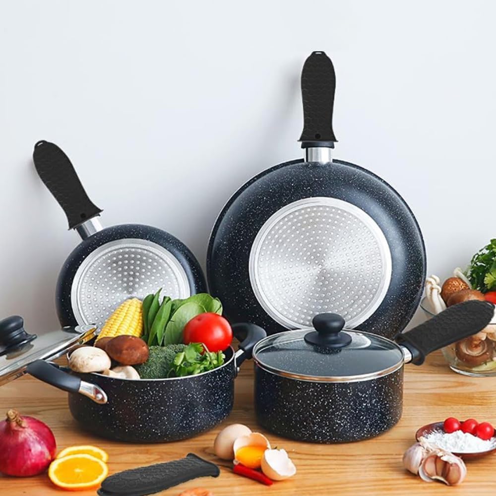4 Pack Silicone Cast Iron Skillet Handle Covers, Black