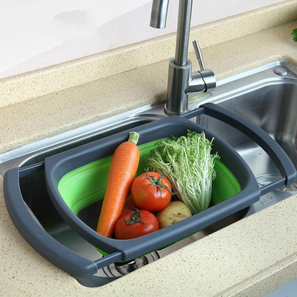Colander collapsible, Colander Strainer Over The Sink Vegetable/Fruit Colanders Strainers, Fruit and Pasta Foldable Strainer for Kitchen, 6-Quart, BPA Free