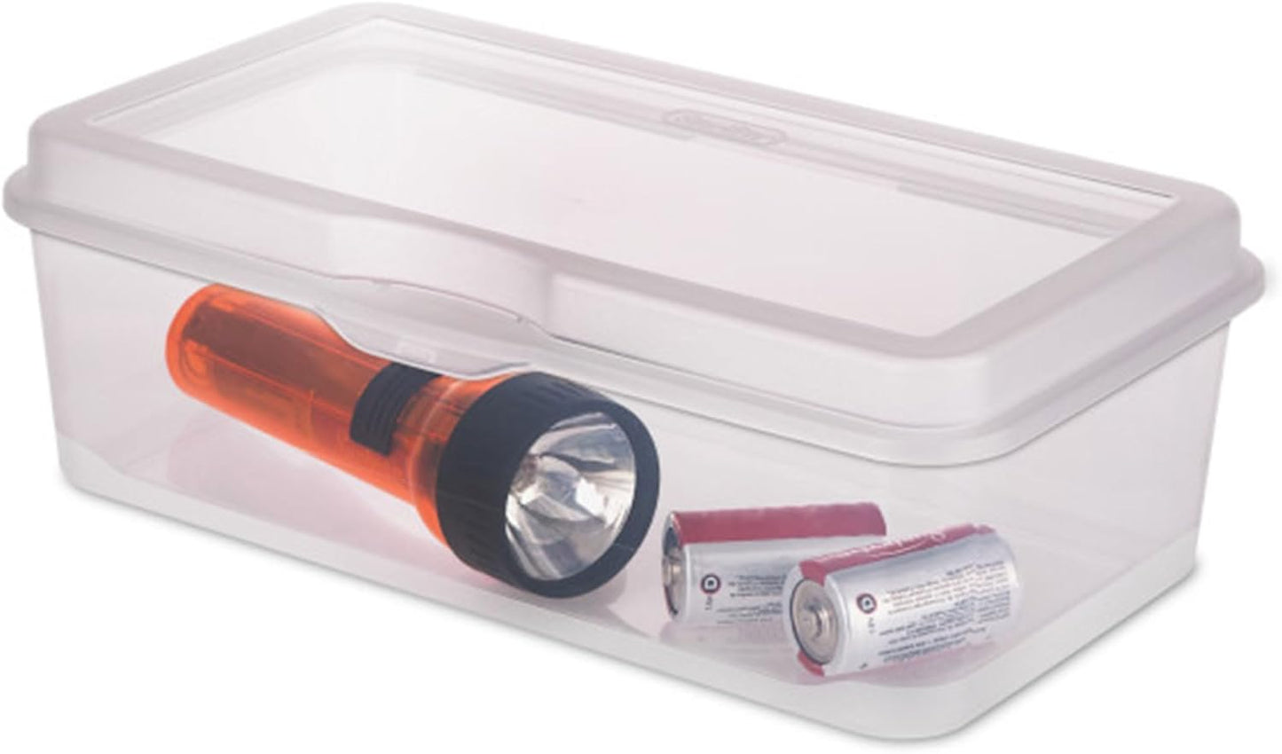 Sterilite 12-Pack FlipTop Stackable Rectangular Storage Bin with Hinging Lid, Clear