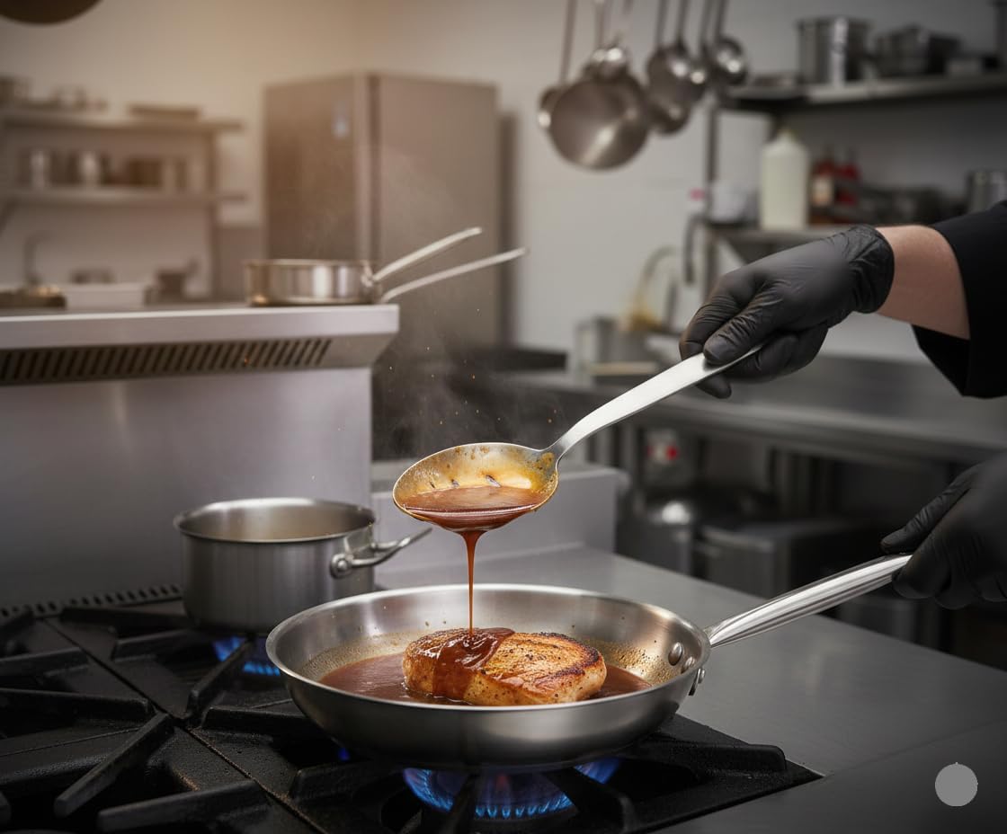 Chef Kunz Slotted Spoon | 9 Inch 18/10 Stainless Steel Silver Chef Cooking Spoons | Basting, Quenelle, Plating Spoon for Draining and Serving, Dishwasher Safe (Slotted)