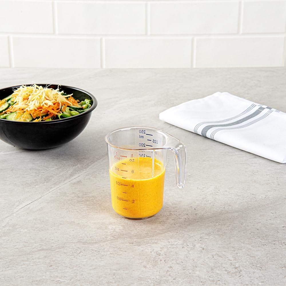 Restaurantware Plastic Measuring Cup - Chef 101 Measuring Jug with Dual Unit Markings, Dishwasher Safe - Clear Measuring Cup for Kitchen, Restaurants