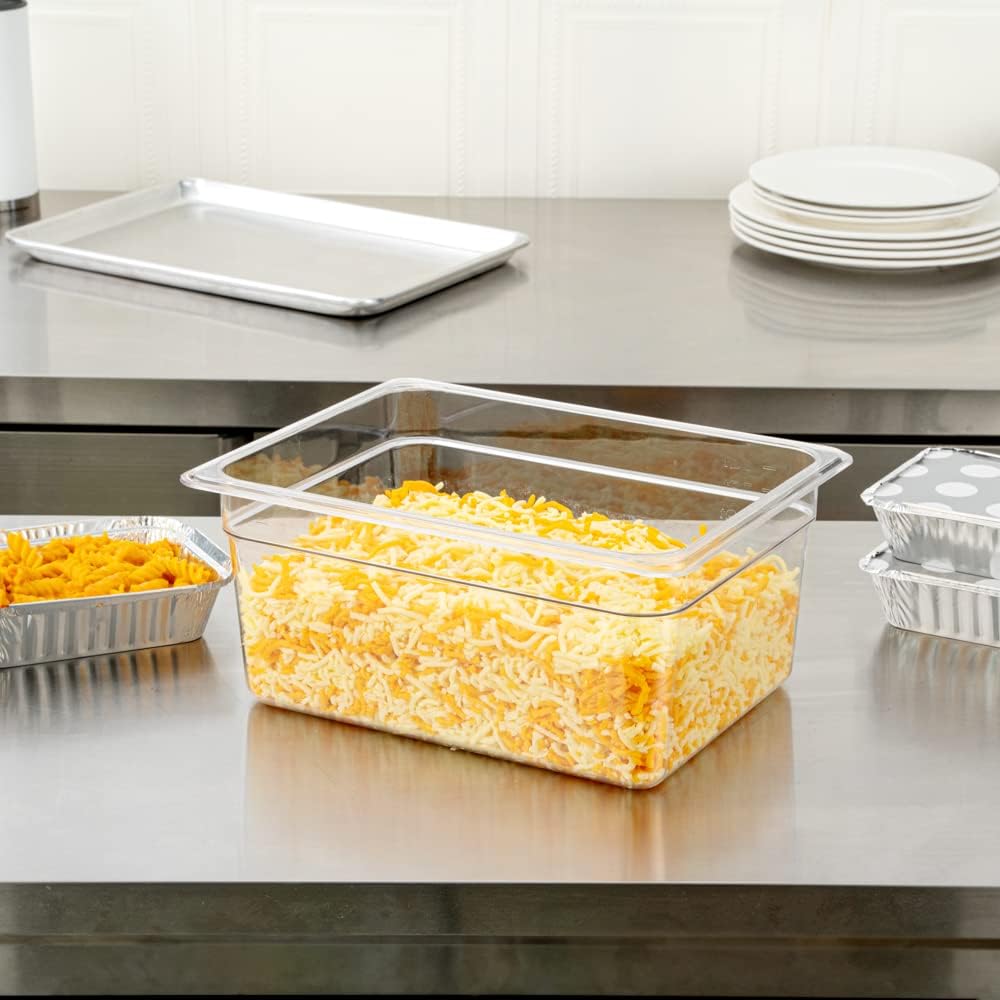 Restaurantware-2.5 Inch Deep Food Pans, 1 1/6 Size Commercial Food Storage Container - Freezable, Break-Resistant, Clear Plastic Cold Pans, Dishwashable, For Kitchens, Restaurants, Or Cafeterias