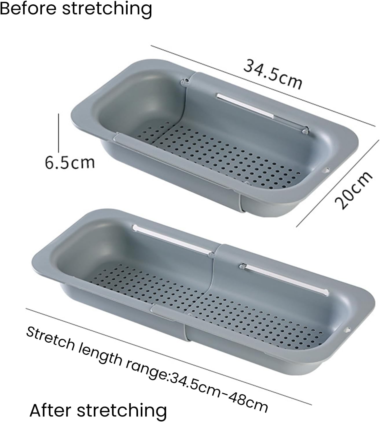 YOXIER Expandable Drain Basket Retractable Colander Retractable Drain Basket Over Sink Multifunctional Grade Pp Extendable Fruit Vegetable Washing Drainer Colander Strainer Bowl Tableware Container