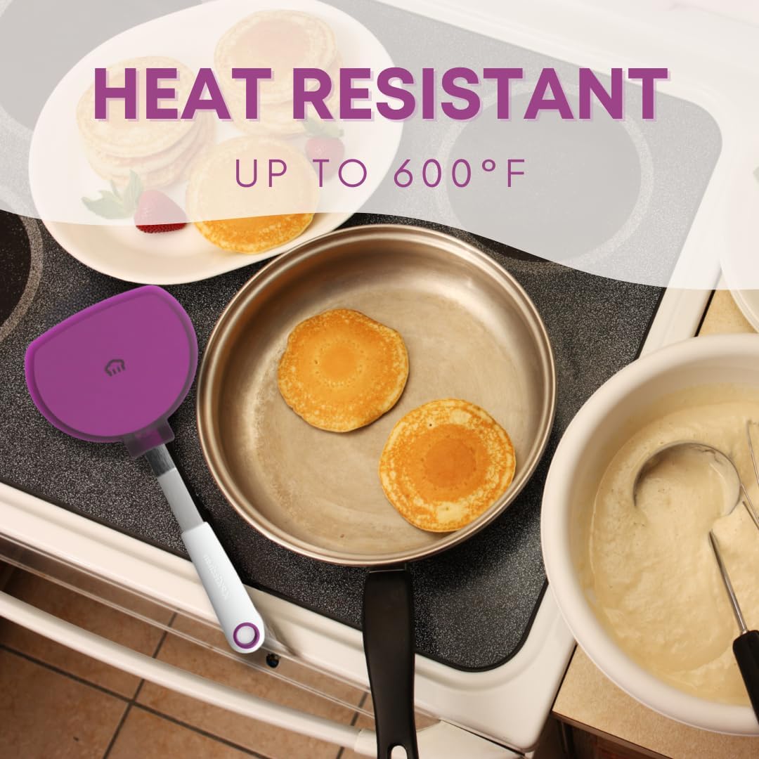 Wide Pancake Spatula Flipper, Silicone Turner for Griddle & Nonstick Pans