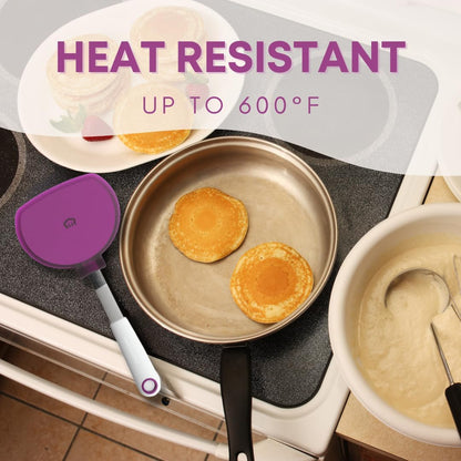 Wide Pancake Spatula Flipper, Silicone Turner for Griddle & Nonstick Pans