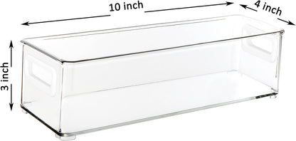 Youngever 2 Pack Stackable Plastic Storage Organizer Container Bin, Stackable Storage Bins with Handler for Refrigerator, Pantry (16" x 4" x 5")