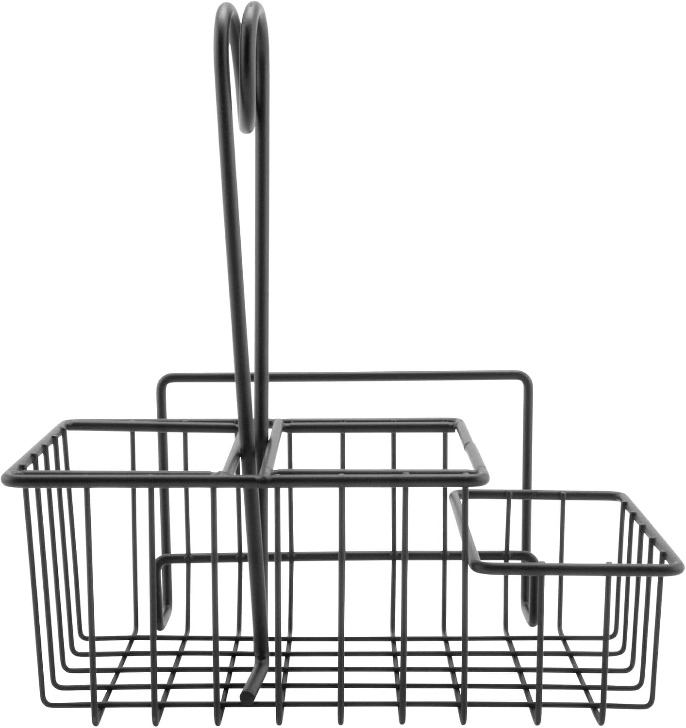 G.E.T. 4-31698 Black Metal Three Compartment Condiment Caddy with Menu Iron Powder Coated Table Caddies Collection