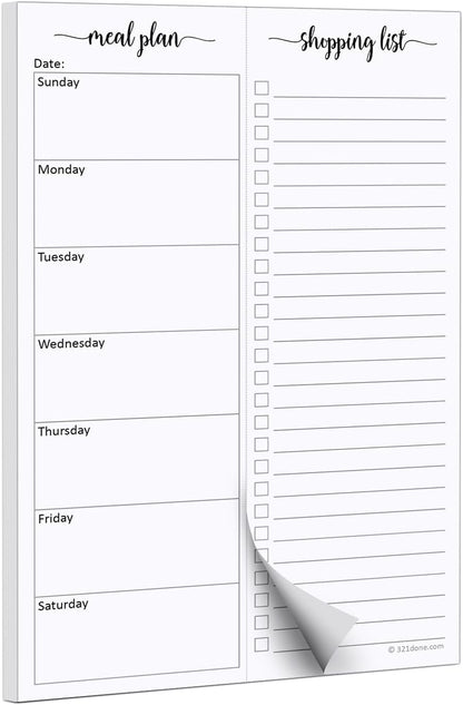 321done Magnetic Weekly Meal Plan Shopping Checklist Notepad - Tear-Off 50 Sheets, 5.5x8.5 - Undated, Sunday to Saturday To-Do List Planner, Schedule Weekly Desk Pad, Weekday Planning Notepad - Made in USA