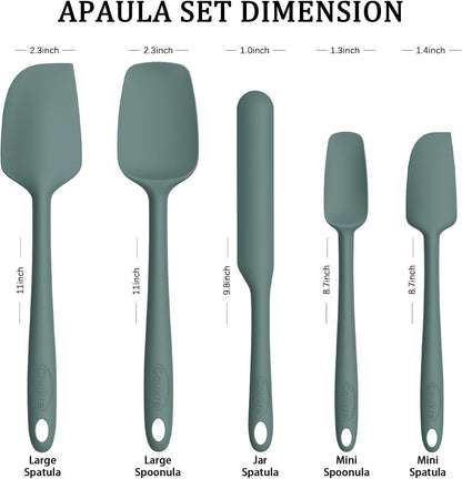 Coukre Silicone Spatula Set of 5,High Temperature Resistant, Food Grade Silicone, Dishwasher Safe, for Baking, Cooking (Pure Colorful A)
