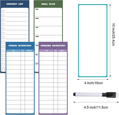 Magnetic Whiteboard for Fridge 5pcs 4x10inch Dry Erase Refrigerator White Board Magnet Meal Planner Board for Kitchen - Fridge and Freezer Inventory List Weekly Menu Plan Board Memo Pad Grocery List