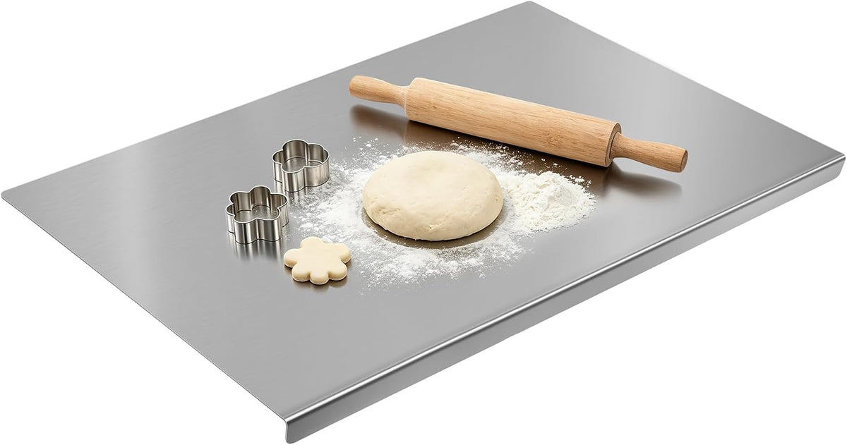 Stainless Steel Cutting Board Set with Lip, 2 Pack 16" & 24" Metal Chopping Boards for Kitchen Countertop, Non-Slip Food Prep Boards for Meat & Vegetables