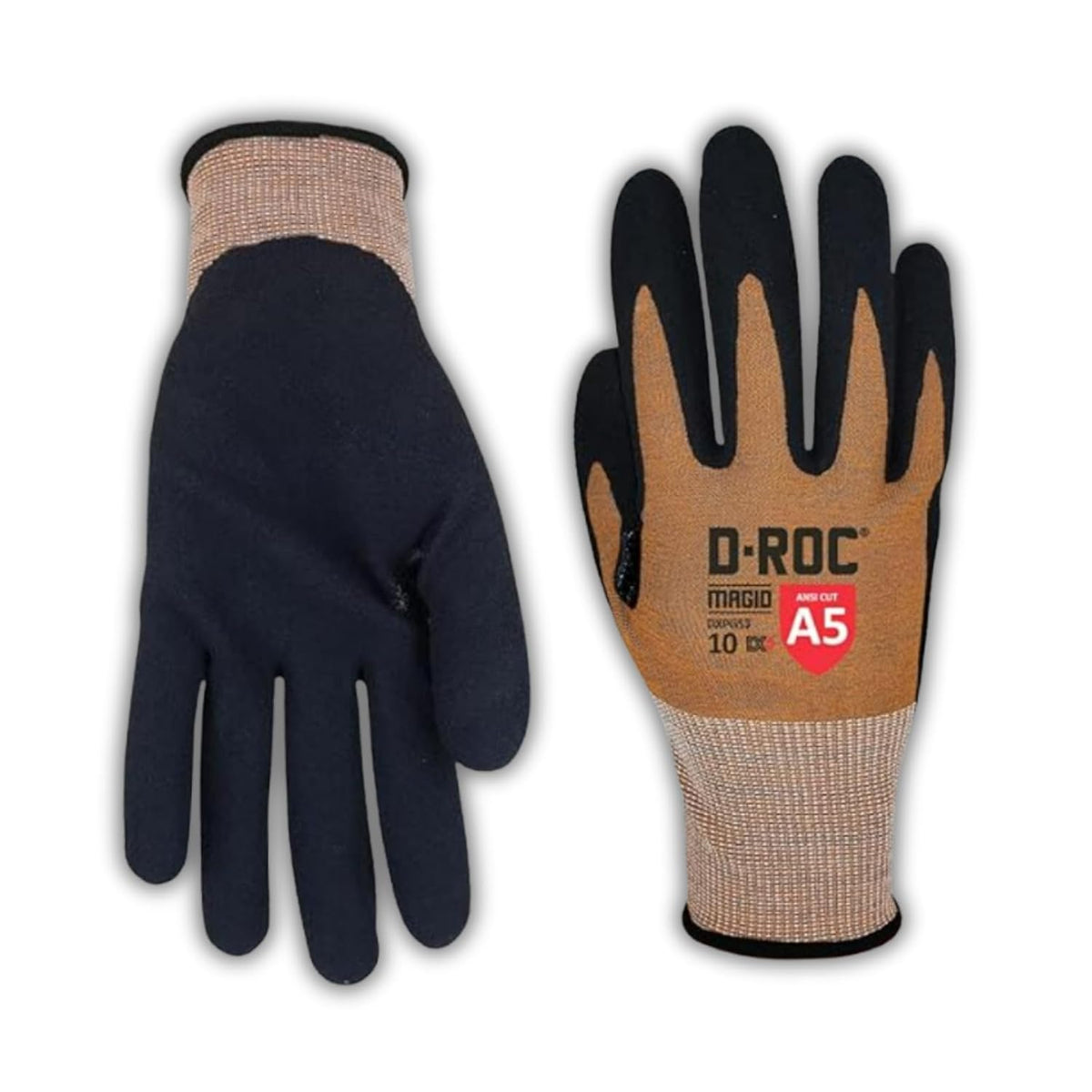 MAGID D-ROC ANSI A5 DX+ Technology VersaTek Grip Work Gloves, 1 Pair, Size 7/Small, DXPG53