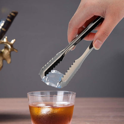 Ice Tongs with Teeth for Secure Grip, 7 Inch Stainless Steel Small Serving Clip, Non-Slip Handle Tool for Ice Cubes, Sugar, Appetizers, Kitchen, Bar, Party, Restaurant Accessories