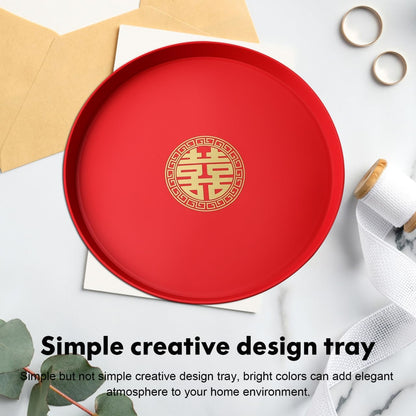 CHILDWEET Red Round Wedding Tray Chinese Style Snack Serving Platter for Candy Nuts Dried Fruits Weddings Parties and Chinese New Year Celebrations 12.6 Inch