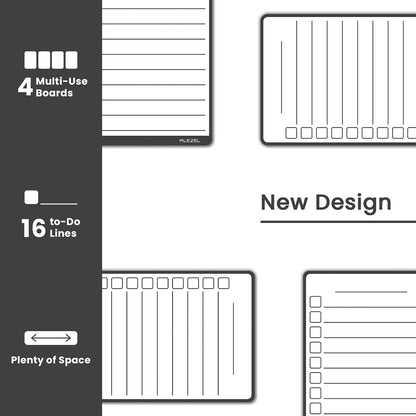 ALEZEL Magnetic to Do List White Board for Fridge, Multifunctional Dry Erase List Board for Refrigerator - Set of 4 Magnetic Grocery List Whiteboards, 4 Markers + Eraser