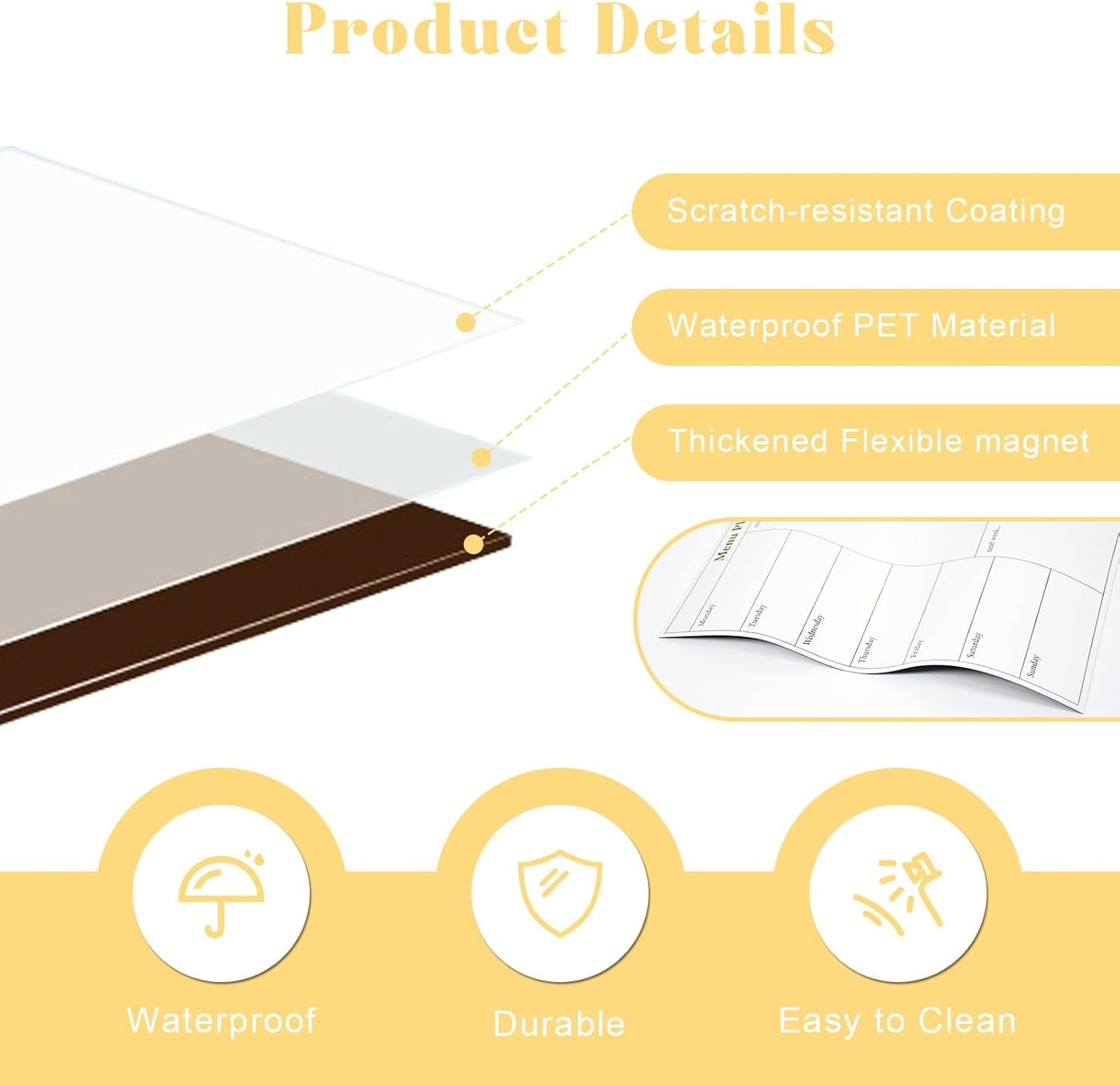 Marte Vanci Weekly Planner Whiteboard for Fridge, (11.4x7.8inch) Menu Board for Kitchen, Grocery List, Meal Planner for Refrigerator, Weekly Calendar Magnetic Whiteboard with 3 Markers (2 Pack)