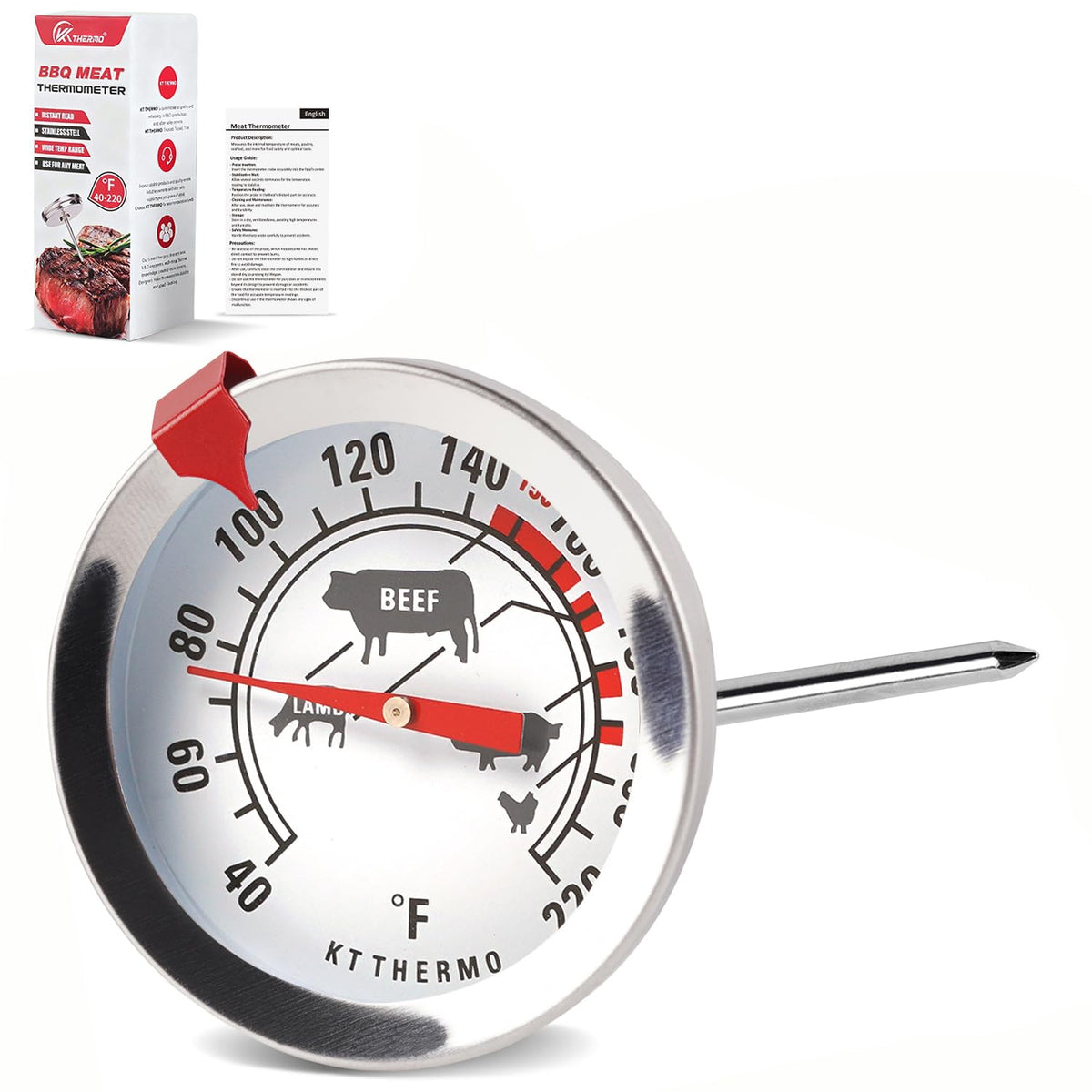 Oven Thermometer 2.75-Inch Dual Scale, 50-300°C/100-600°F, NSF 2‑Pack
