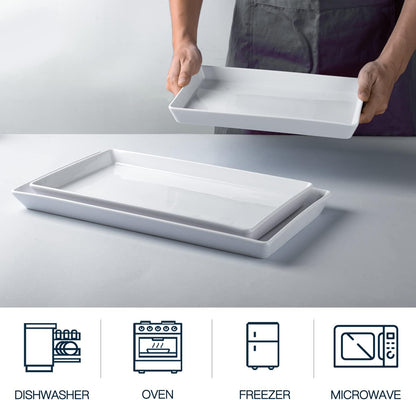 Delling Large Serving Platter, 16/14/12 Inch Rectangular Serving Trays for Serving Food, Serving Tray for Party - Set of 3, White