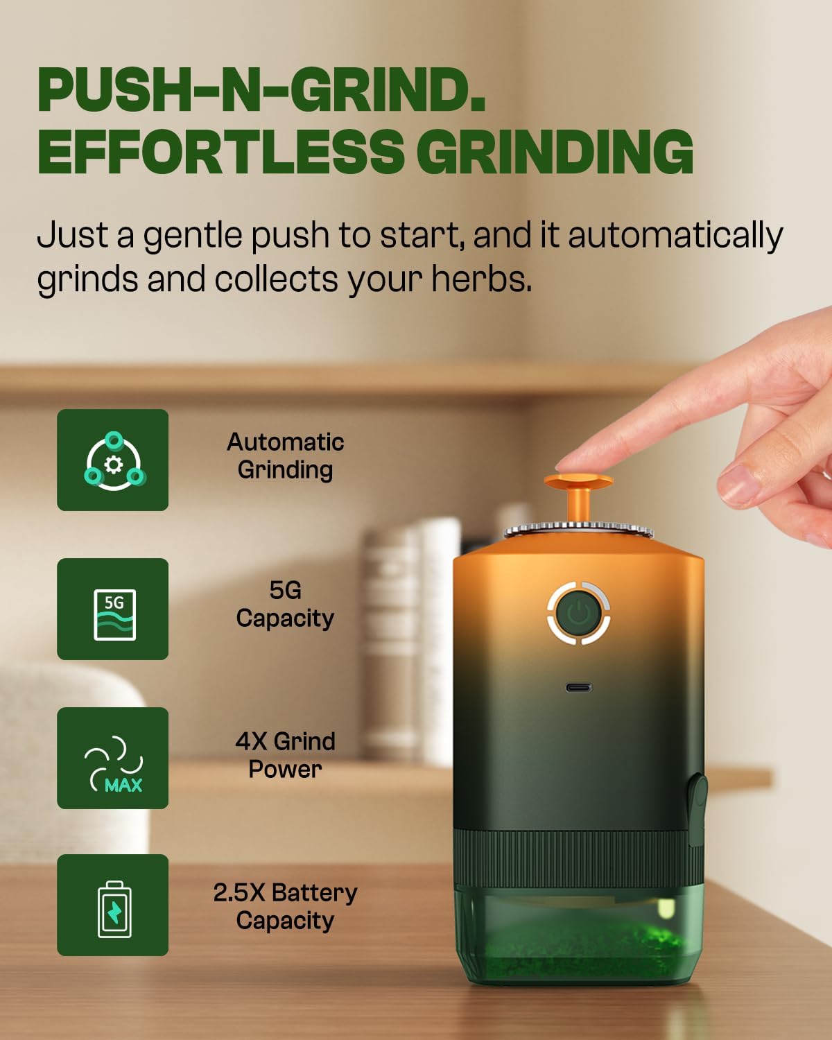K5 Electric Spice Grinder 5g Automatic One-Hand Use Rechargeable Mill