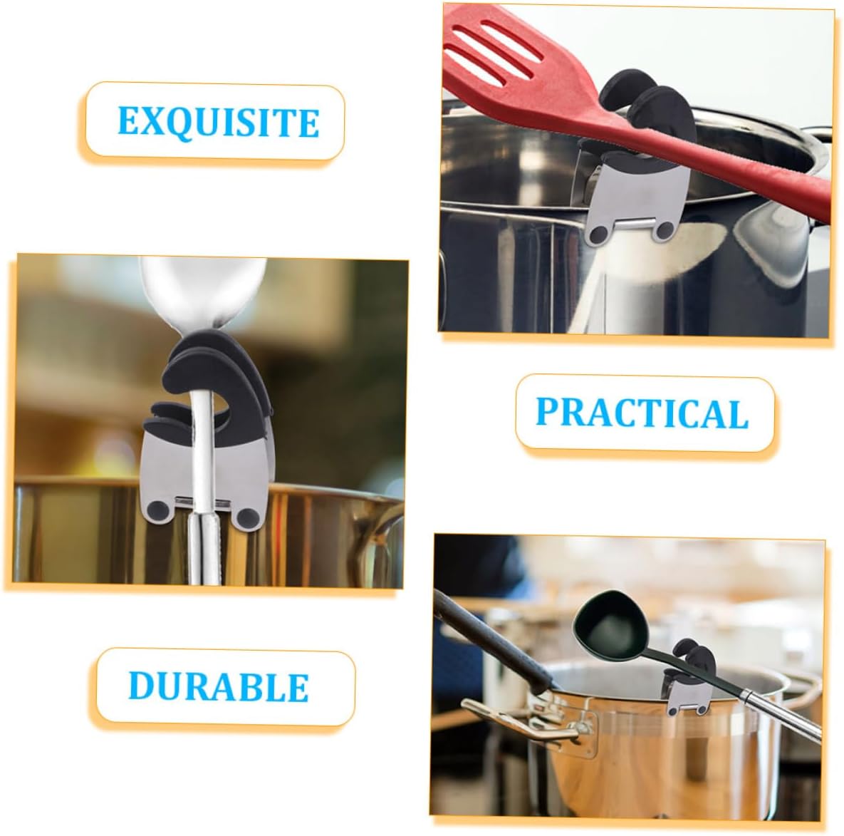 4pcs Stainless Steel Spoon Holder Clip for Pot Cooking
