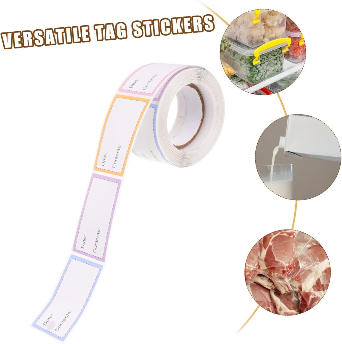 5rolls Safe Date Labels for Kitchen Pantry Writing Stickers Food Storage Labels Reusable Multipurpose Bottle Stickers