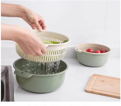 Colander for Kitchen, 2 in 1 Double Layer Strainer and Washing Basket Bowl Set, BPA-Free Plastic Dishwasher Safe for Fruits Vegetables Pasta and Salad