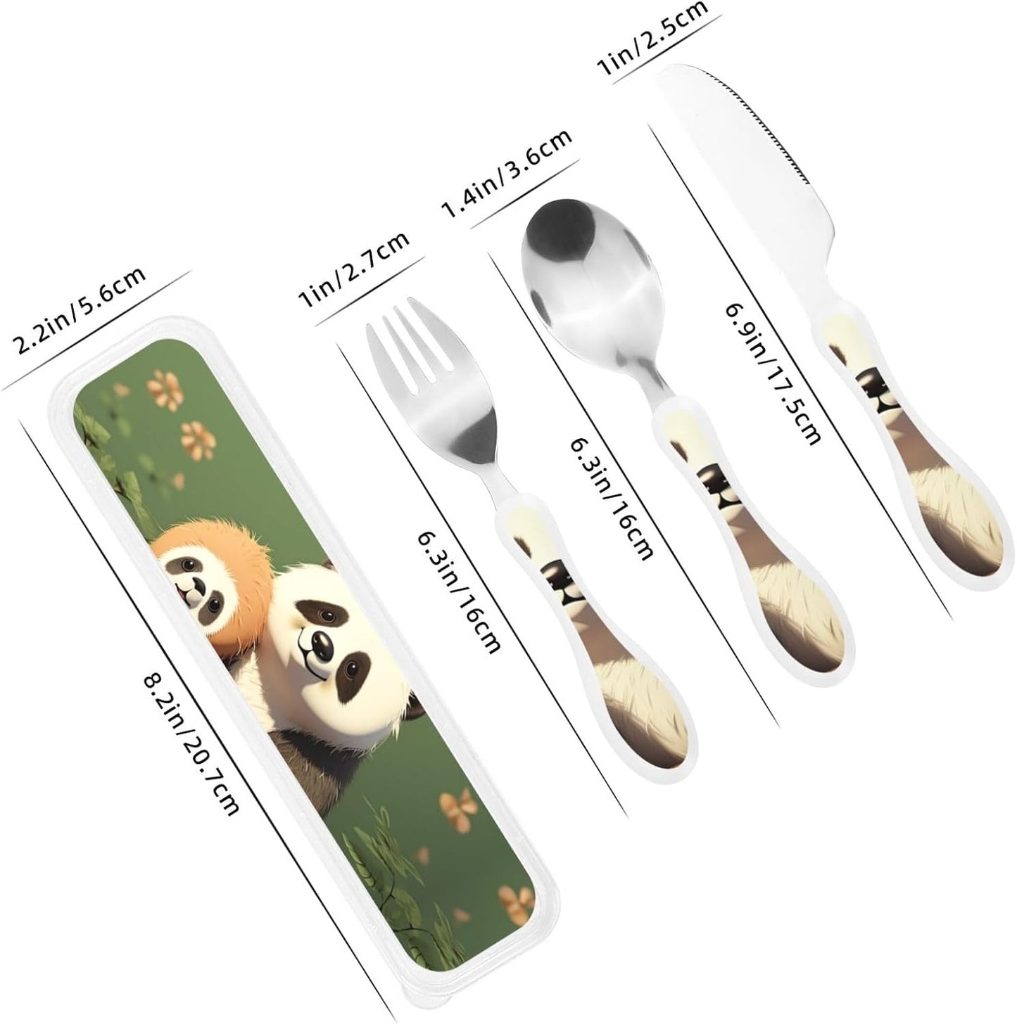 3-Piece Kids Silverware Set With Storage Case, Stainless Steel Reusable Children Safe Knife Spoon Fork Set Blue Active Girl Running Sunset Children Flatware Set For Kids Lunch Box - Colors C