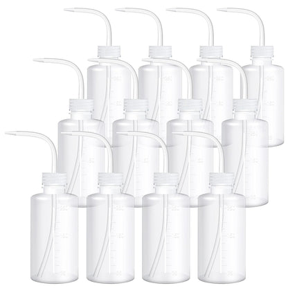 Sawysine 12 Pcs Lab Squeeze Bottle 250ml Plastic Safety Wash Bottles, Clear