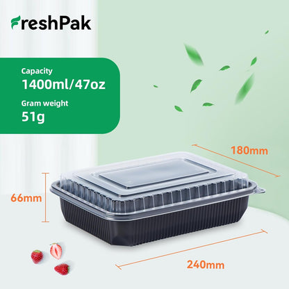 Meal Prep Container Reusable 40 Pack 34oz - Shrink Wrap Leakproof | Portion Control Leftover Plastic Food Containers with Lid | BPA Free Freezer & Microwave Safe | 4 Compartment Takeout Boxes