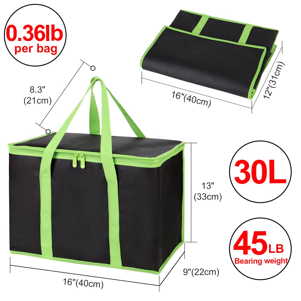 Insulated Food Delivery Bag, XXXL Insulated Reusable Grocery Cooler/Hot Bags, Tote Bag for Shopping/Travel/Doordash, Catering Bag Doordash 22x14x13, Black, 1-Pack
