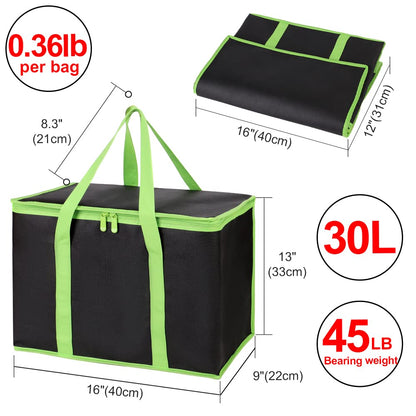 Insulated Food Delivery Bag, XXXL Insulated Reusable Grocery Cooler/Hot Bags, Tote Bag for Shopping/Travel/Doordash, Catering Bag Doordash 22x14x13, Black, 1-Pack