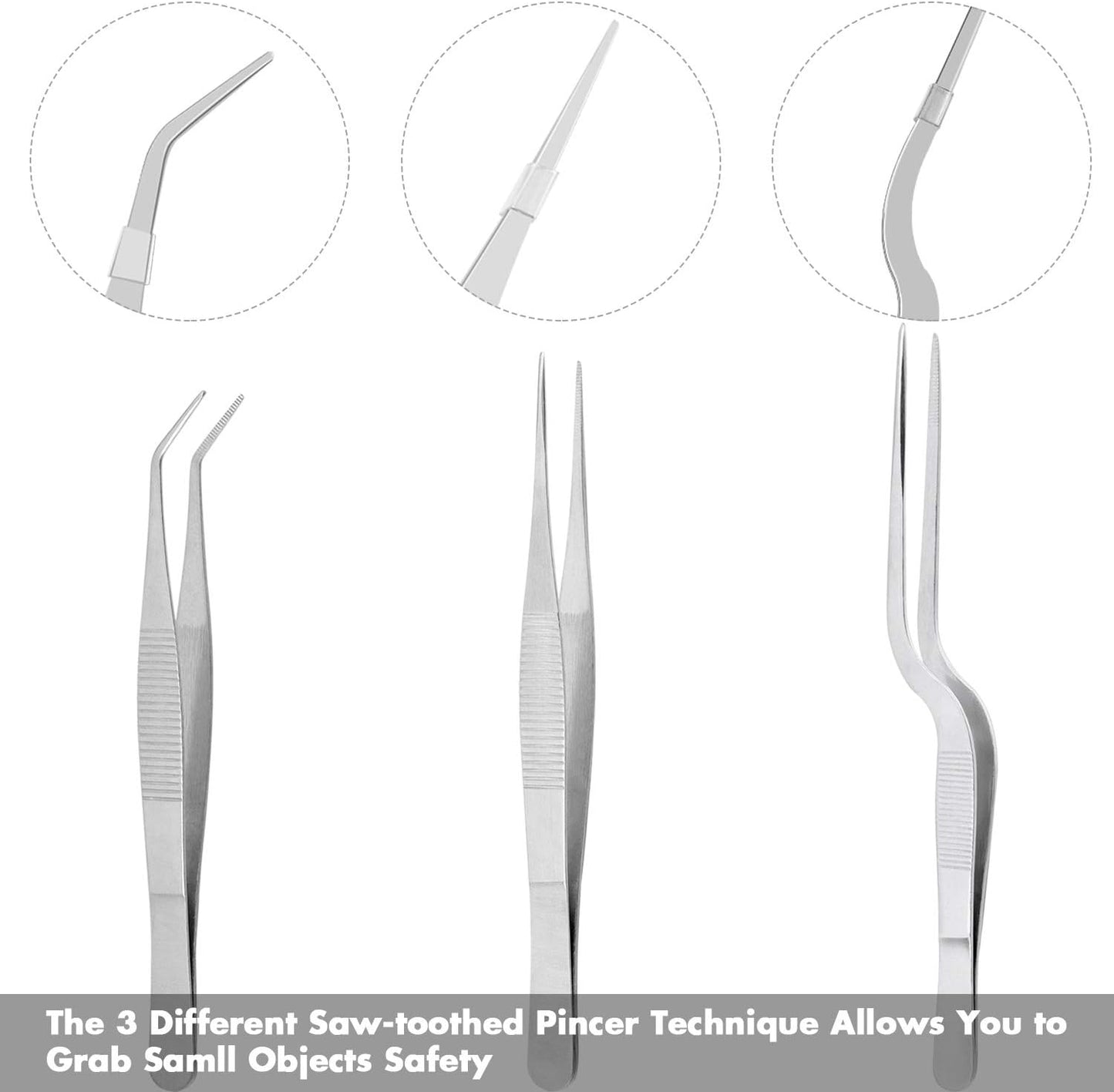 Cridoz 6 Pcs Stainless Steel Kitchen Cooking Tweezers Precision Tongs Drawing Spoons Offset Spatula for Food Culinary Plating Decorating
