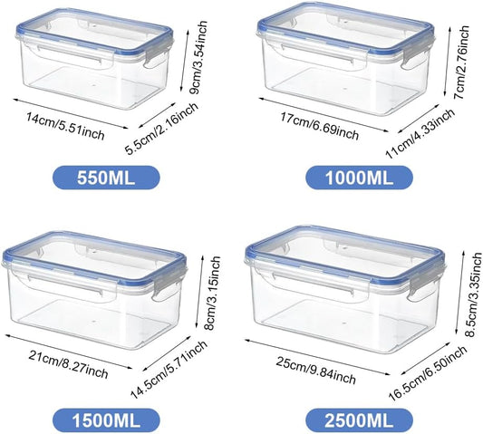 4 Pack Refrigerator Organizers and Storage,Stackable Refrigerator Organizer Bins with Lids,Clear Plastic Food Storage Bins for Kitchen, for Fruit, Vegetable, Food, Drinks, Cereals(COLOR:Transparent)