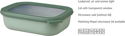 Mepal Cirqula Set of 3 Rectangular Deep Multi Food Storage Serving Containers with Transparent Lids | Perfect for Food Prep | Microwave & Dishwasher Safe | Nordic Black | Made in Holland