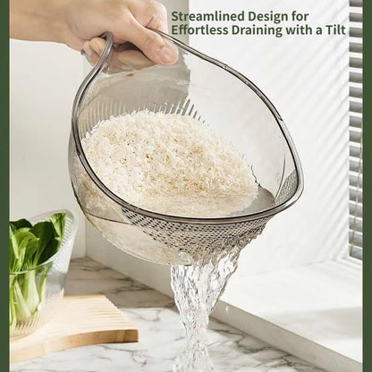 2-Pack Rice Washer Strainer, 9x5 Inch BPA-Free Plastic with Fine Holes & Ergonomic Handle, Multifunctional Fruit & Vegetable Washing Bowl, Compact, Lightweight, for Efficient Draining & Rinsing