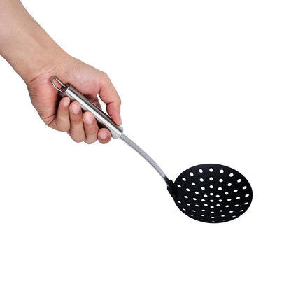 Restaurantware Stainless Steel Spider Skimmer - German Standard Wire Skimmer with Ergonomic Handle, Dishwasher Safe - Wire Strainer Pasta Spoon for Cooking & Frying
