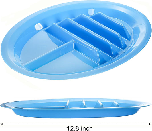 Bekith 10 Pack Plastic Taco Plates for Party, Large Taco Holder with 2 Dipping Areas, Stand Up Divider for 3 Tacos, BPA Free, Dishwasher Safe, Colorful