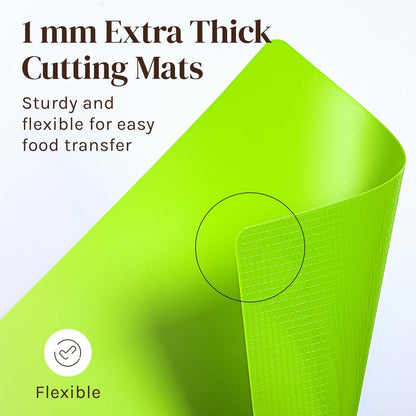 Extra Thick Flexible Plastic Cutting Board Mats, Set of 6 for Kitchen, BPA Free, Non-Slip Waffle Back, Dishwasher Safe Cutting Boards, Color Coded with Food Icons, 15x12 Inch - Cooler Kitchen