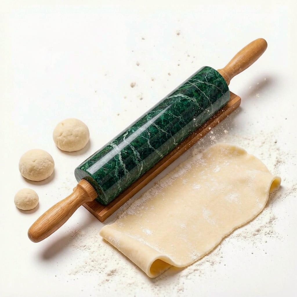 White Heavy Marble Dough Rolling Pin for Baking, 10 inch Barrel
