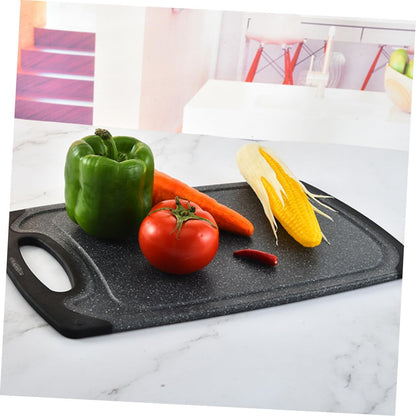 SEWACC 3pcs Anti-skid Plastic Cutting Board Mats Set Double-sided Marble Pattern Thicker Chopping Boards for Meat and Vegetables Non-slip Black Plastic Cutting for Home Kitchen Use