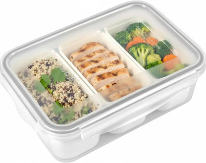 carrotez Food Storage Containers with 3 Removable Compartments, Food Prep Container with Airtight Lids, Portion Control Container, Microwave Safe, Reusable, 4.64 Cup (1100ml)