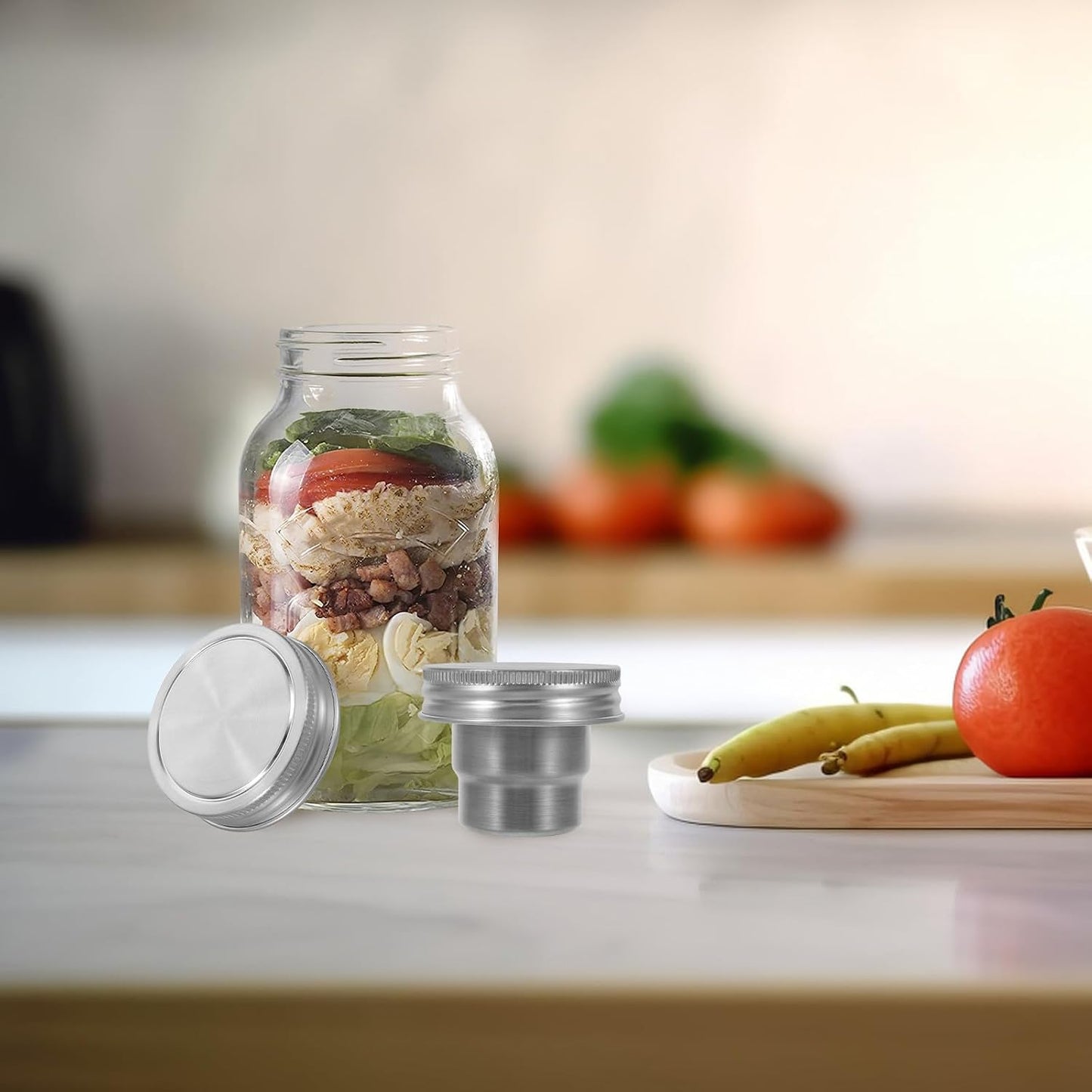 Kichvoe 2 Sets Mason Jar Stainless Steel Divider - 86ml Meal Prep Jar Insert Dressing Cup For Veggies Salads Dips And Snacks Food Separator