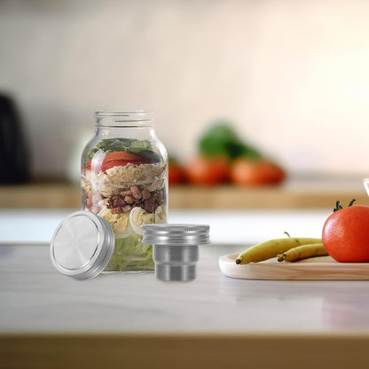 Kichvoe 2 Sets Mason Jar Stainless Steel Divider - 86ml Meal Prep Jar Insert Dressing Cup For Veggies Salads Dips And Snacks Food Separator