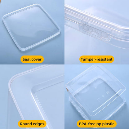 SHPii 88 oz. Square Clear Deli Containers with Lids, BPA-Free, Freezer and Microwave Safe Food Storage Containers, Reusable for Kitchen Storage, Meal Prep, Take-out, Restaurant Supplies.(10 packs)