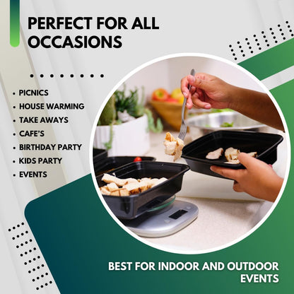 Green Direct Lunch Box Sets/Large Food Container with Lid / 2 Compartment Bento Box, Microwaveable, Freezer & Dishwasher Safe, Leak Proof, 10 Pack