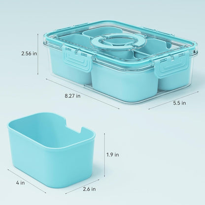 Small Snack Box Containers for Adults Men Women with 4 Compartments,Reusable Bento Box Adult Food Trays for Fruit,Charcuterie,Pink Lunch Box Divided Serving Tray with Lid and Handle for Work Travel