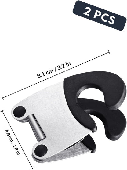 2pcs Stainless Steel Pot Clips Spoon Rest Holder Black